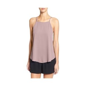 Women's Pink High Neck Woven Tank